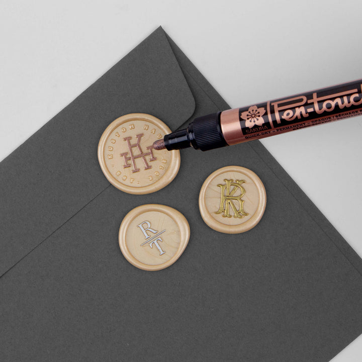Sakura Pen-Touch Metallic Markers for Wax Seal Highlighting - Copper, Silver, Gold - Kustom Haus
