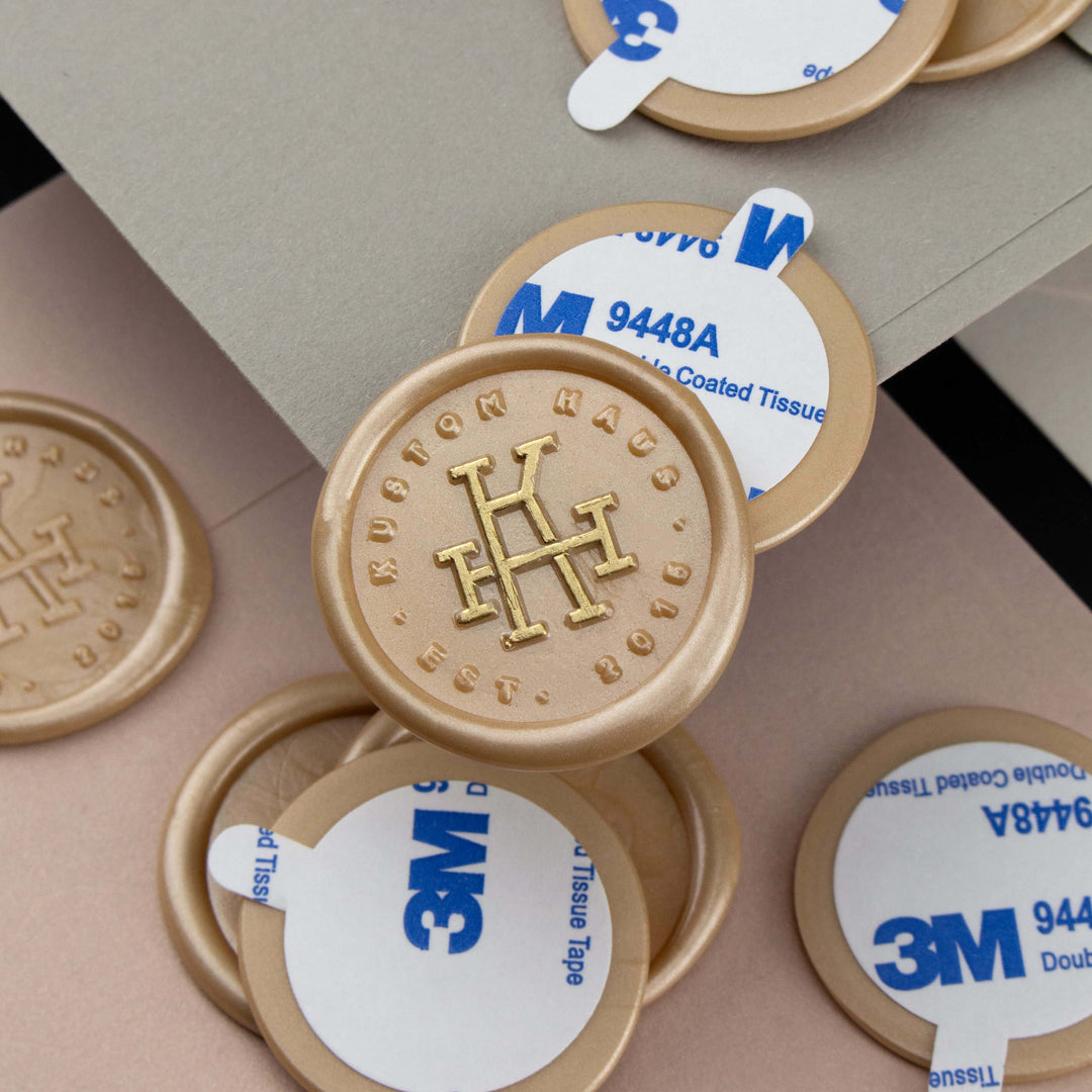 Wax Seal Stickers - Custom Design - 30 mm Gold Leafing - Kustom Haus