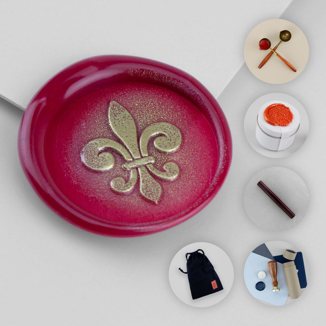 Gift Set with Wax Seal Stamp - Fleur De Lis