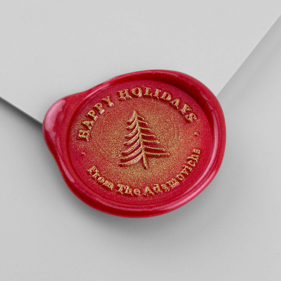 Happy Holidays Christmas Tree Wax Seal Stamp