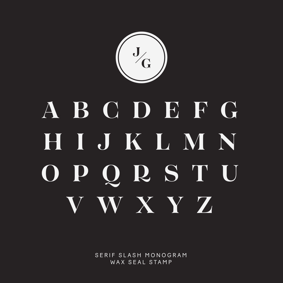 Kustom Haus Serif Slash Monogram Wax Seal Stamp - Typography Gallery